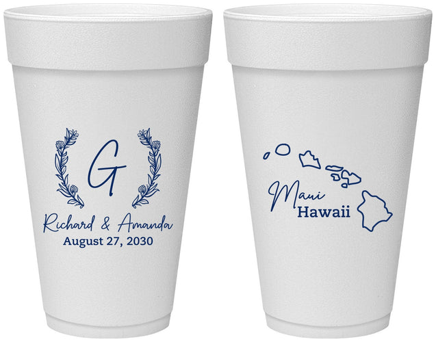 Personalized Wedding 20 oz Foam Cups - Hawaii | 110