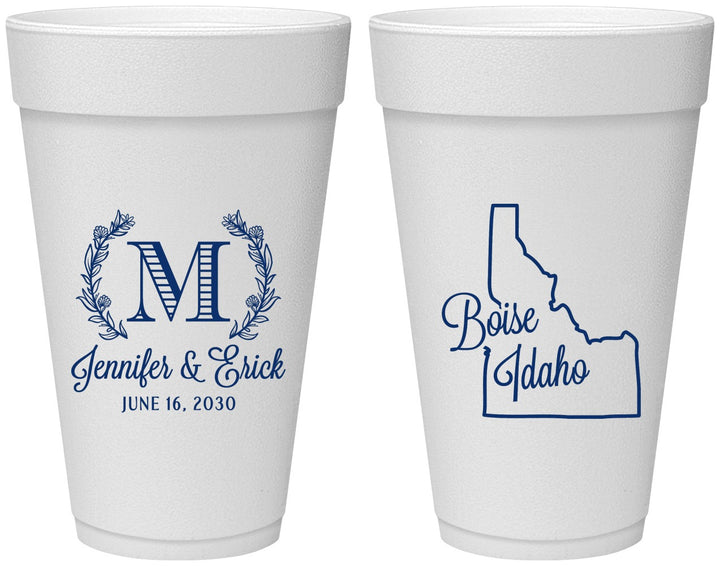 Personalized Wedding 20 oz Foam Cups - Idaho | 111
