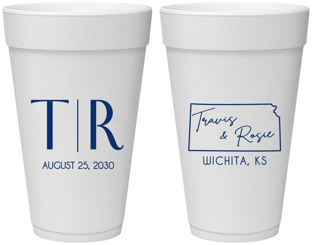 Personalized Wedding 20 oz Foam Cups - Kansas | 115