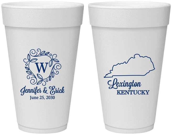 Personalized Wedding 20 oz Foam Cups - Kentucky | 116