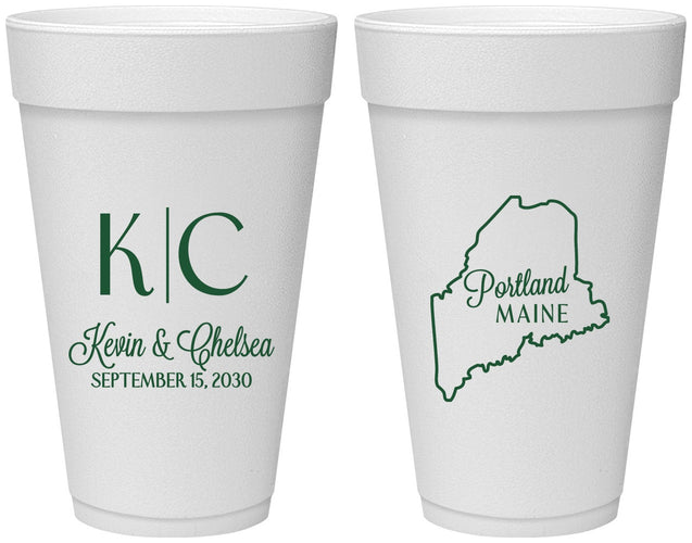 Personalized Wedding 20 oz Foam Cups - Maine | 118