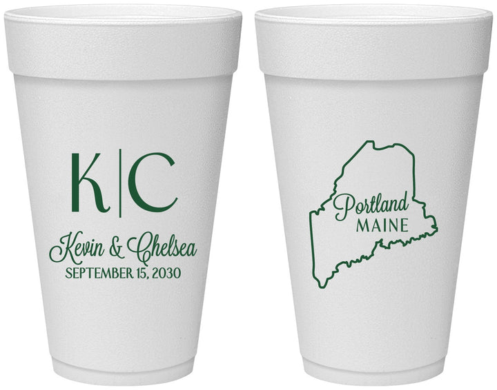 Personalized Wedding 20 oz Foam Cups - Maine | 118