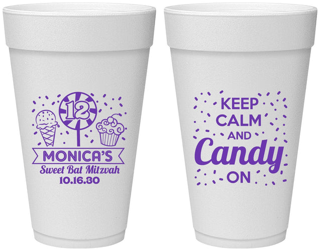 Personalized Bat Mitzvah 20 oz Foam Cups - 12th Birthday Cupcake | 120001
