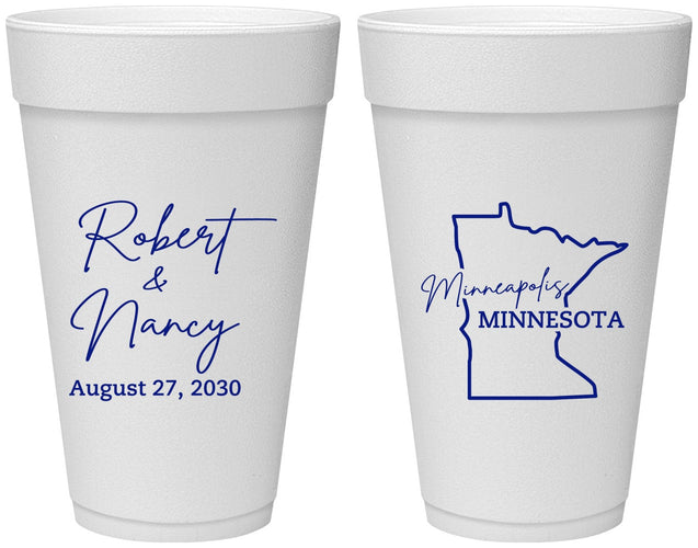 Personalized Wedding 20 oz Foam Cups - Minnesota | 122
