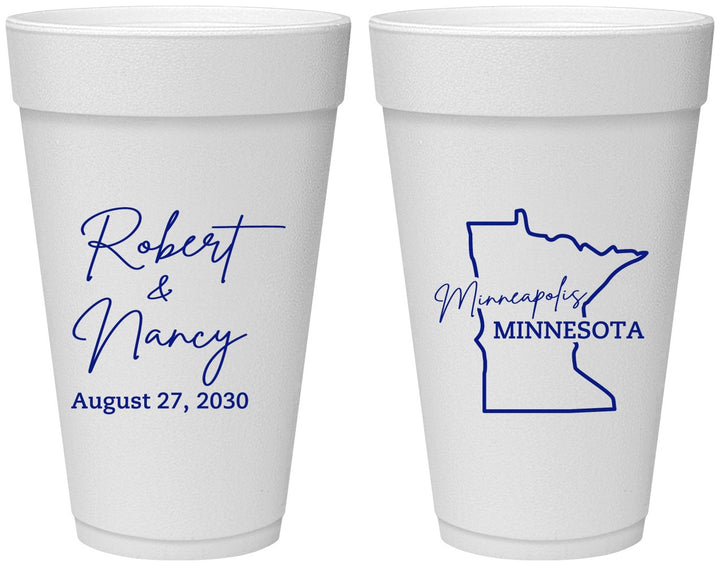 Personalized Wedding 20 oz Foam Cups - Minnesota | 122