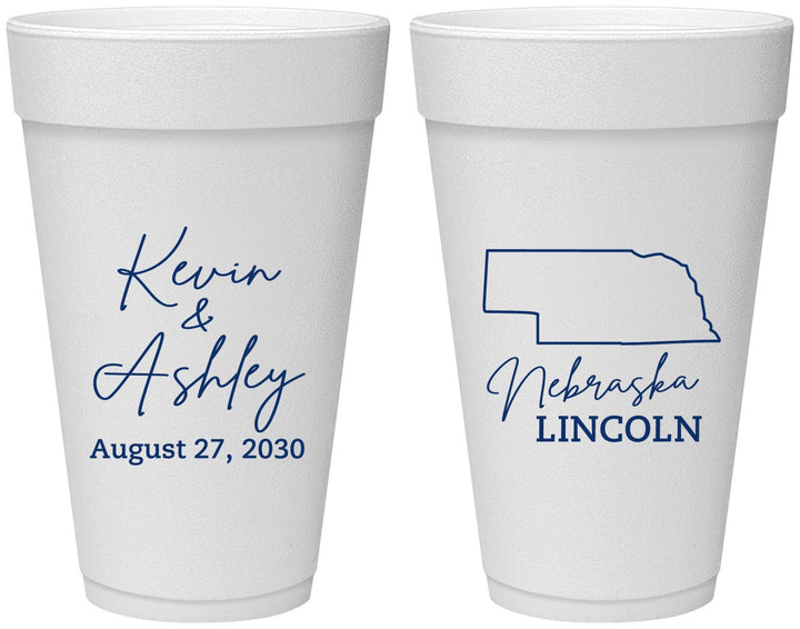 Personalized Wedding 20 oz Foam Cups - Nebraska | 126