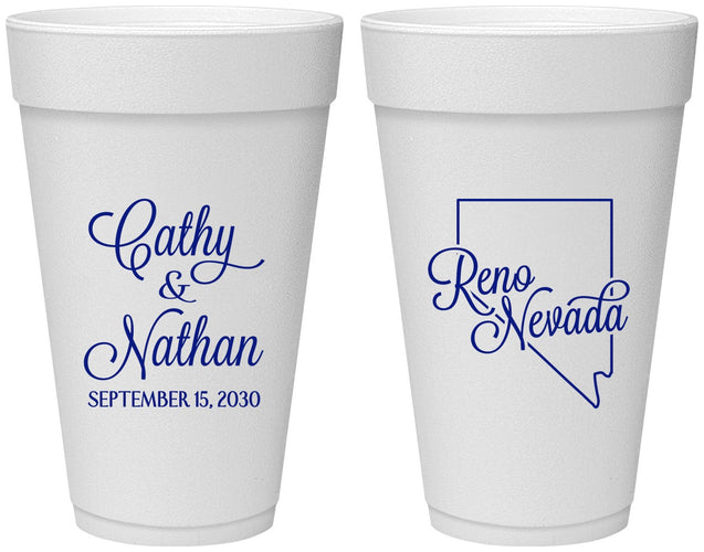 Personalized Wedding 20 oz Foam Cups - Nevada | 127