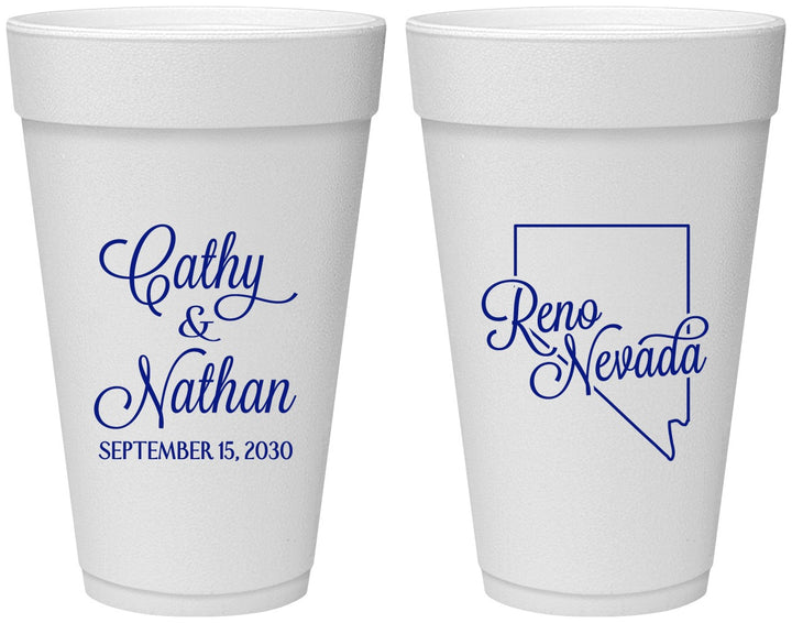 Personalized Wedding 20 oz Foam Cups - Nevada | 127