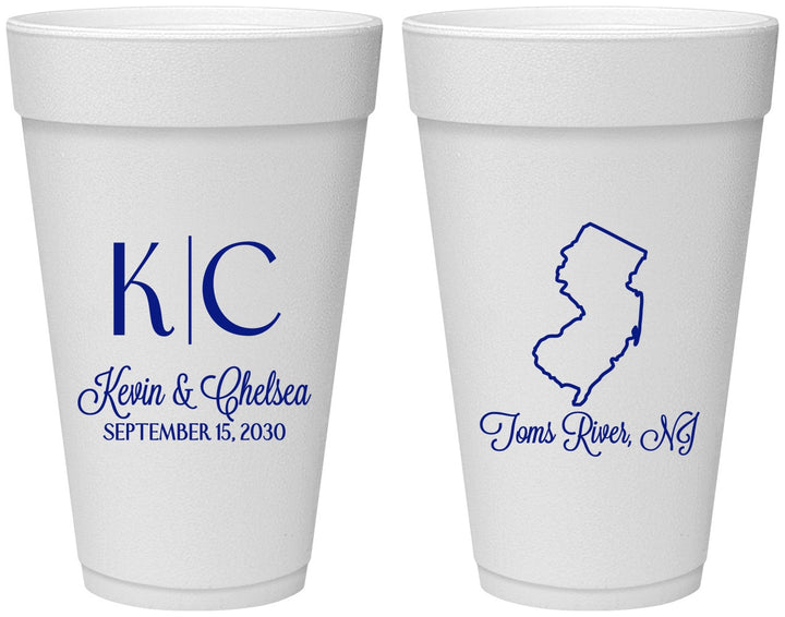 Personalized Wedding 20 oz Foam Cups - New Jersey | 129