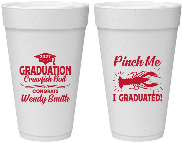 Personalized Graduation 20 oz Foam Cups - Class Of 2027 Crawfish Boil | 130001