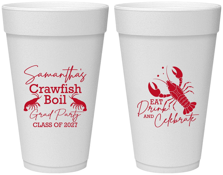 Personalized Graduation 20 oz Foam Cups - Class Of 2027 Crawfish Boil | 130002