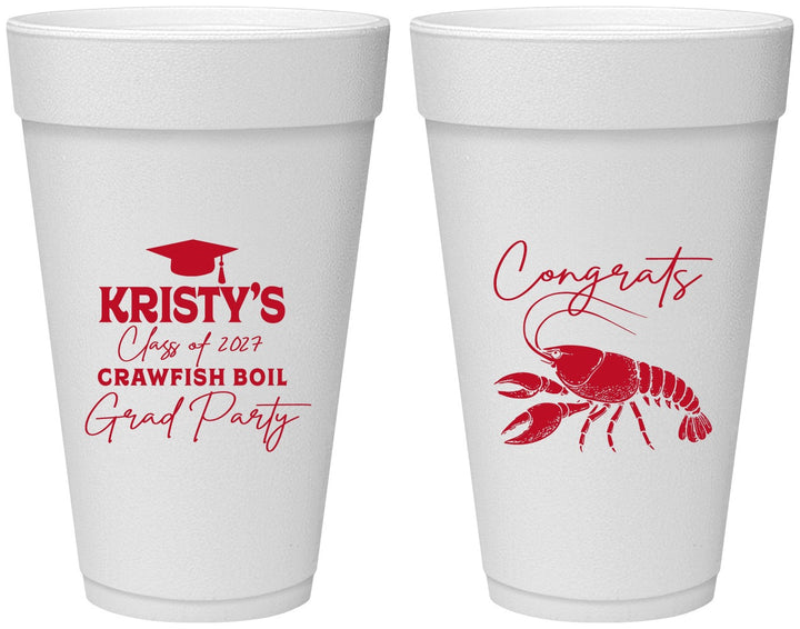 Personalized Graduation 20 oz Foam Cups - Class Of 2027 Crawfish Boil | 130003