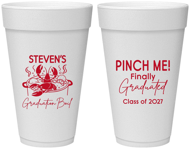 Personalized Graduation 20 oz Foam Cups - Class Of 2027 Crawfish Boil | 130004