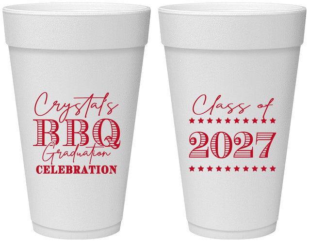 Personalized Graduation 20 oz Foam Cups - Class Of 2027 Bbq | 130005