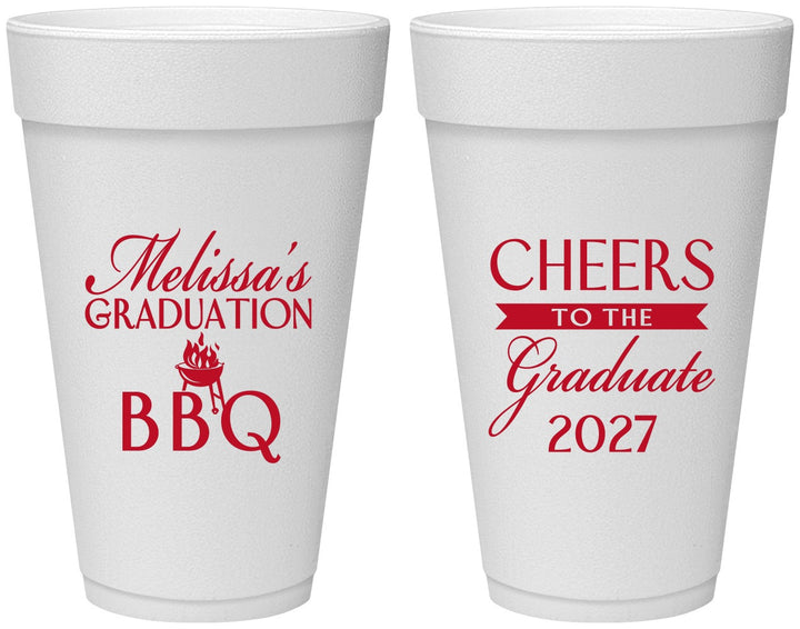 Personalized Graduation 20 oz Foam Cups - Class Of 2027 Bbq | 130006