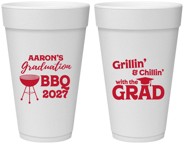 Personalized Graduation 20 oz Foam Cups - Class Of 2027 Bbq | 130007