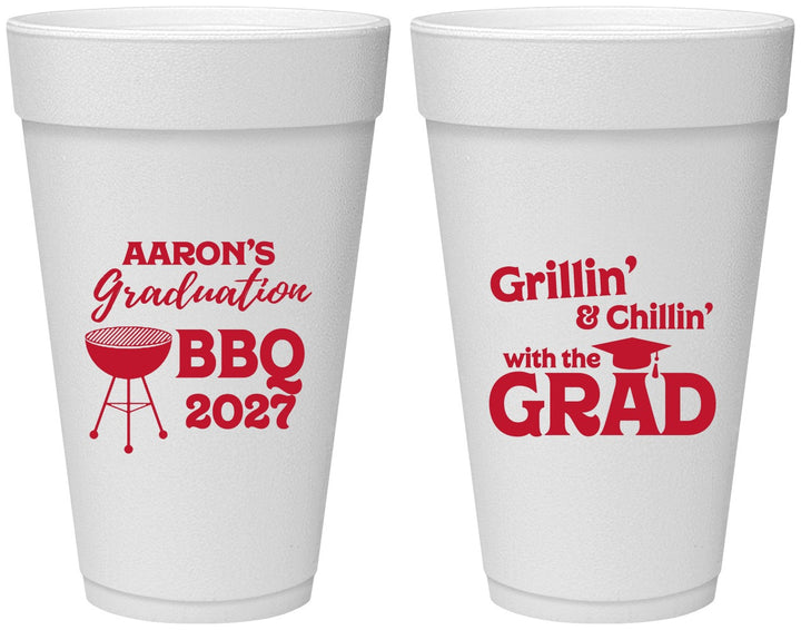 Personalized Graduation 20 oz Foam Cups - Class Of 2027 Bbq | 130007