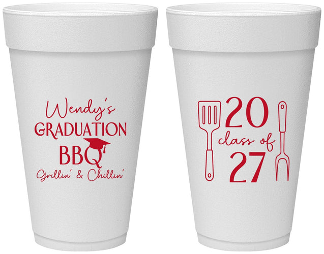 Personalized Graduation 20 oz Foam Cups - Class Of 2027 Bbq | 130008