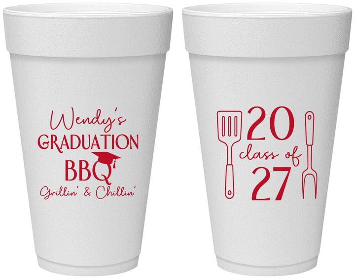Personalized Graduation 20 oz Foam Cups - Class Of 2027 Bbq | 130008