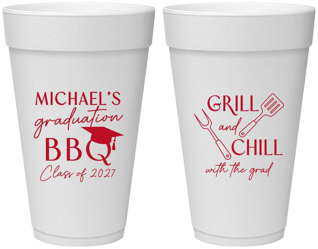 Personalized Graduation 20 oz Foam Cups - Class Of 2027 Bbq | 130009