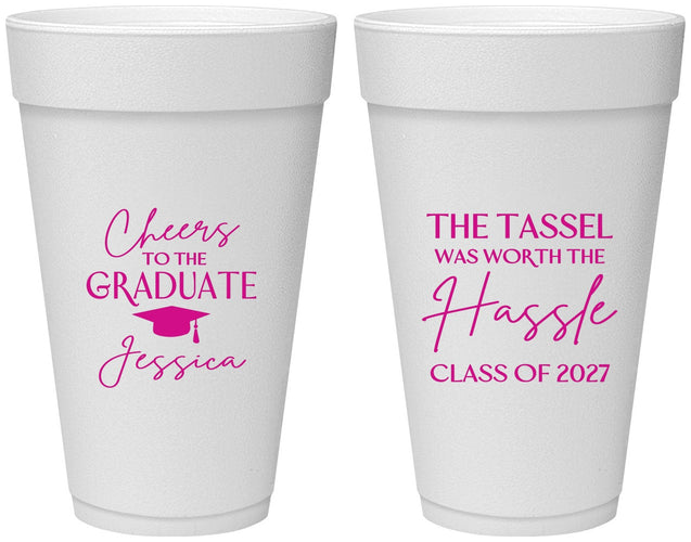 Personalized Graduation 20 oz Foam Cups - Class Of 2027 Tassel Hassel | 130010