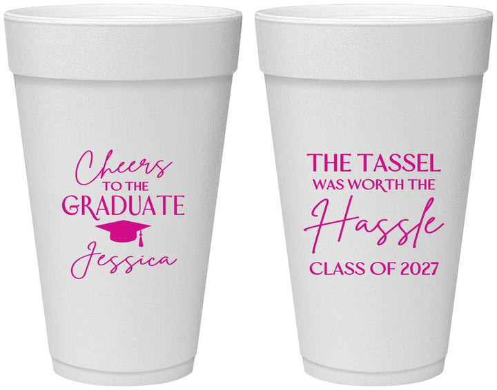 Personalized Graduation 20 oz Foam Cups - Class Of 2027 Tassel Hassel | 130010