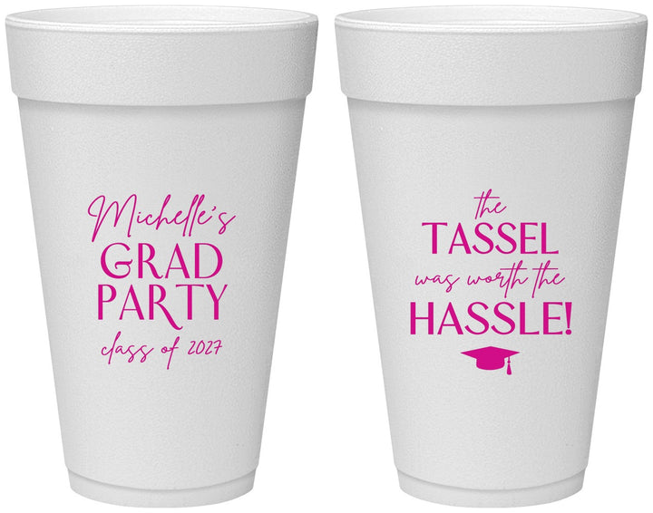 Personalized Graduation 20 oz Foam Cups - Class Of 2027 Tassel Hassel | 130011