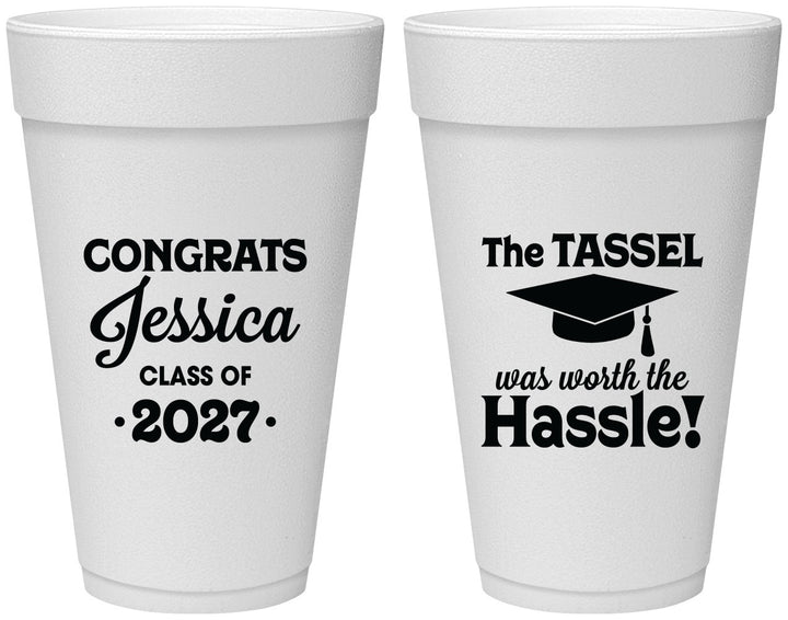 Personalized Graduation 20 oz Foam Cups - Class Of 2027 Tassel Hassel | 130012