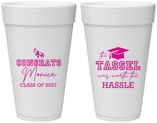 Personalized Graduation 20 oz Foam Cups - Class Of 2027 Tassel Hassel | 130014