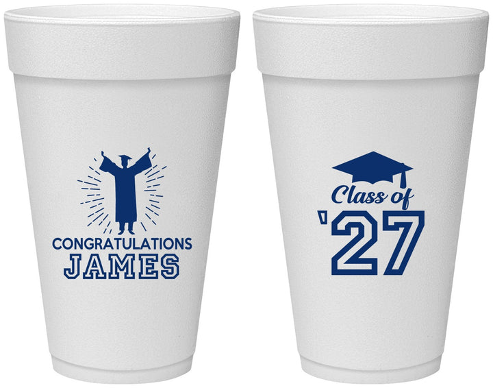 Personalized Graduation 20 oz Foam Cups - Class Of 2027 Congratulations | 130024