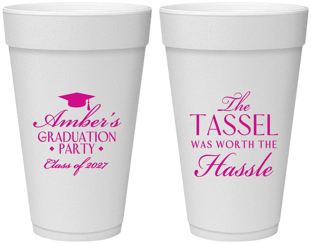 Personalized Graduation 20 oz Foam Cups - Class Of 2027 Tassel Hassel | 130030