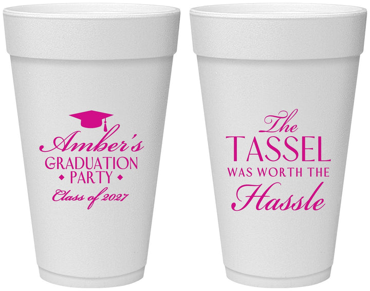 Personalized Graduation 20 oz Foam Cups - Class Of 2027 Tassel Hassel | 130030