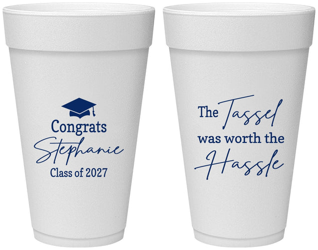 Personalized Graduation 20 oz Foam Cups - Class Of 2027 Tassel Hassel | 130031