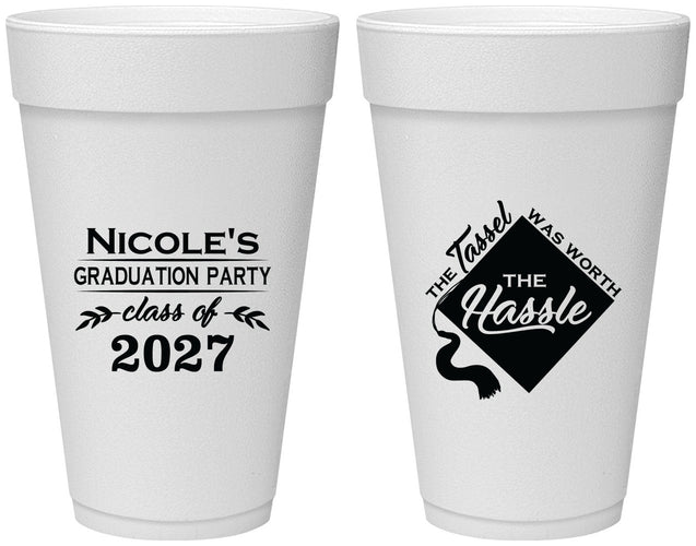Personalized Graduation 20 oz Foam Cups - Class Of 2027 Tassel Hassel | 130032
