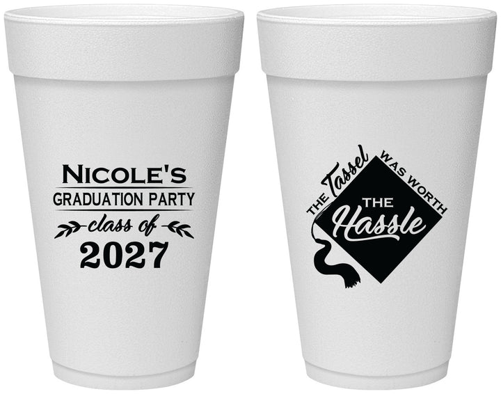 Personalized Graduation 20 oz Foam Cups - Class Of 2027 Tassel Hassel | 130032