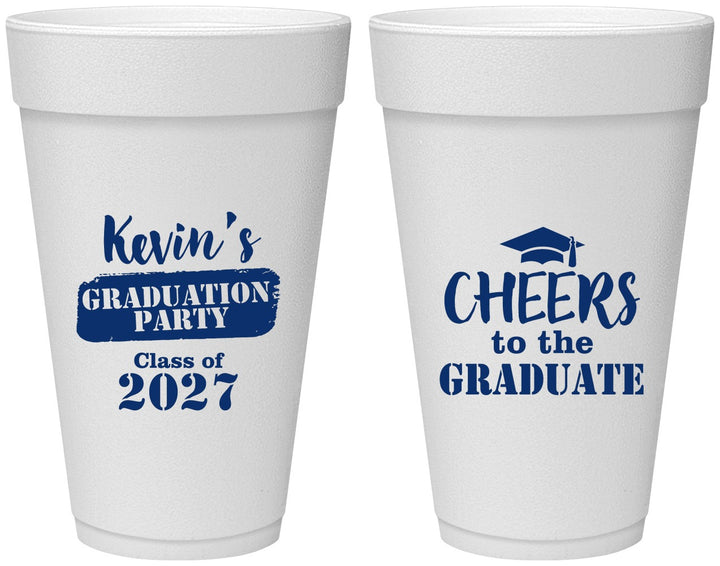 Personalized Graduation 20 oz Foam Cups - Class Of 2027 Cheers Graduate | 130034