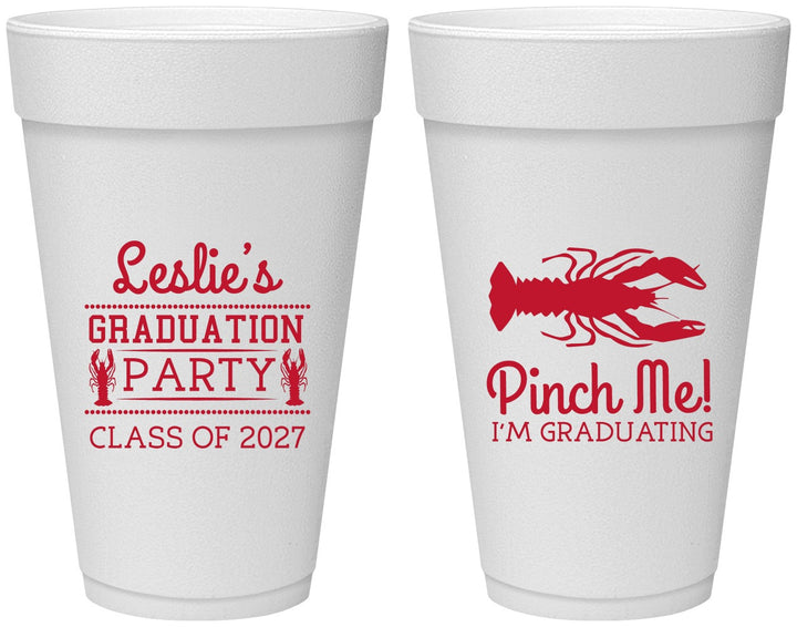 Personalized Graduation 20 oz Foam Cups - Class Of 2027 Crawfish Boil | 130042