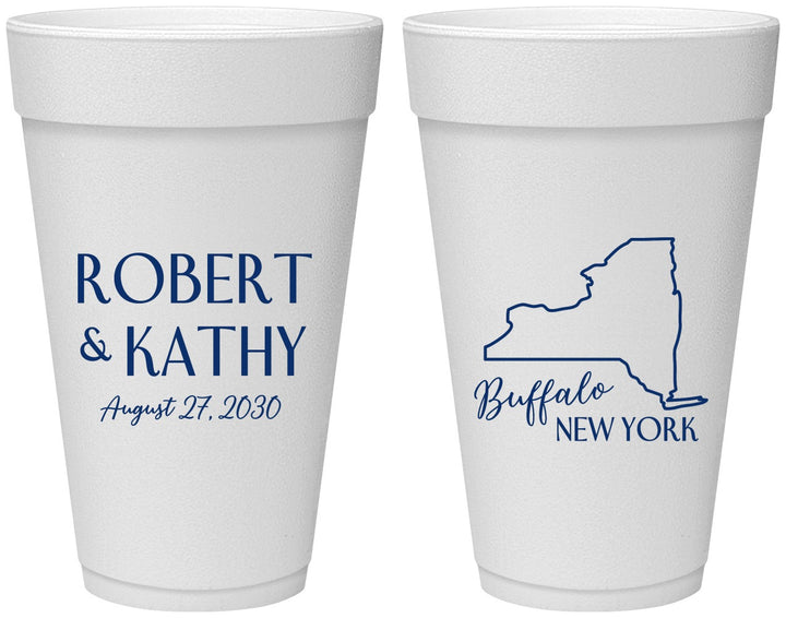 Personalized Wedding 20 oz Foam Cups - New York | 131