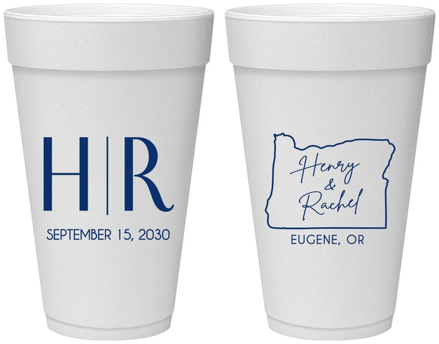 Personalized Wedding 20 oz Foam Cups - Oregon | 136