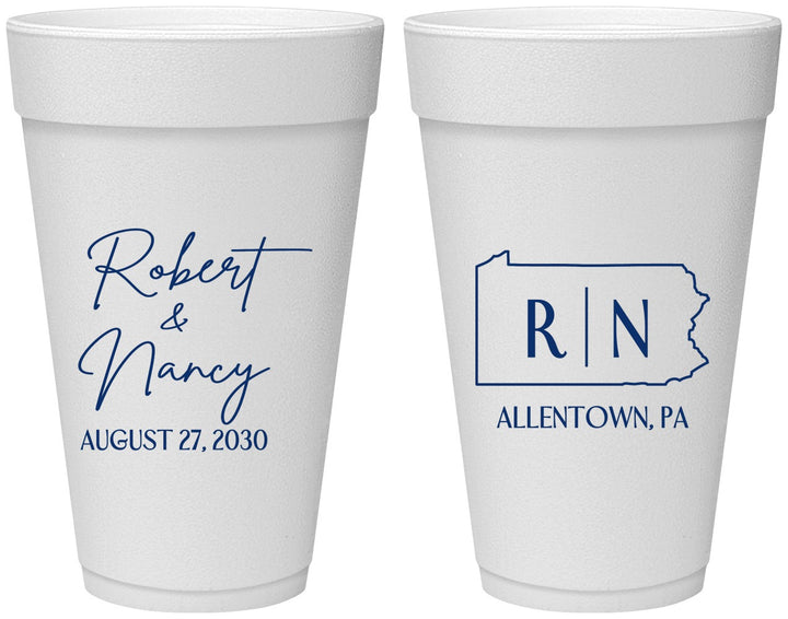 Personalized Wedding 20 oz Foam Cups - Pennsylvania | 137