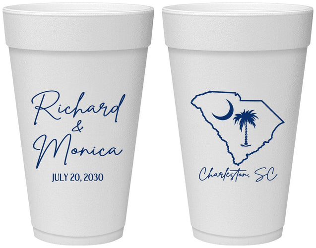 Personalized Wedding 20 oz Foam Cups - South Carolina | 139
