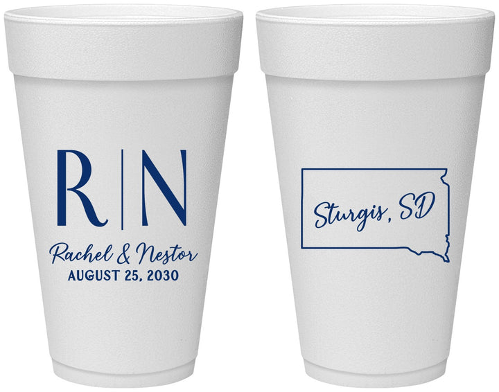 Personalized Wedding 20 oz Foam Cups - South Dakota | 140