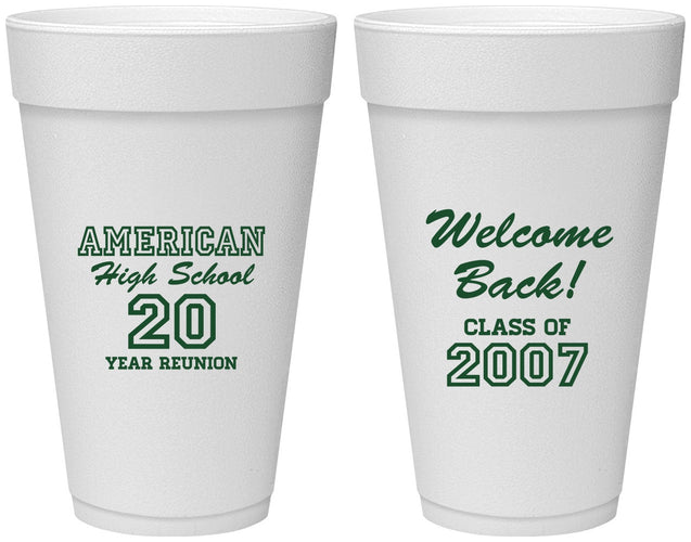 Personalized Class Reunion 20 oz Foam Cups - Class Of 2007 20 Year | 140001