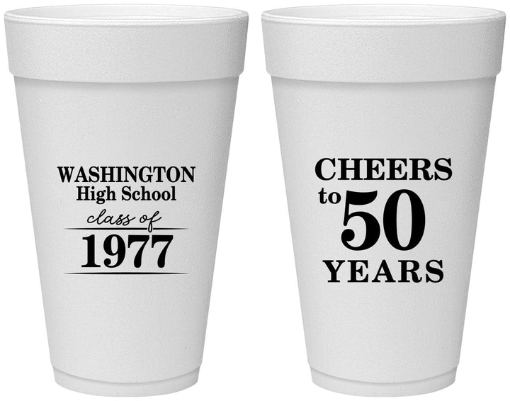 Personalized Class Reunion 20 oz Foam Cups - Class Of 1977 50 Year | 140004