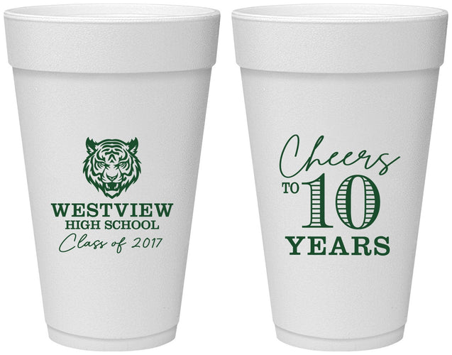 Personalized Class Reunion 20 oz Foam Cups - Class Of 2017 10 Year | 140005
