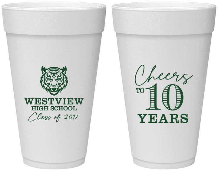 Personalized Class Reunion 20 oz Foam Cups - Class Of 2017 10 Year | 140005