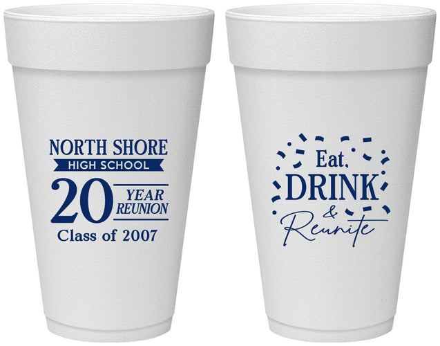 Personalized Class Reunion 20 oz Foam Cups - Class Of 2007 20 Year | 140006