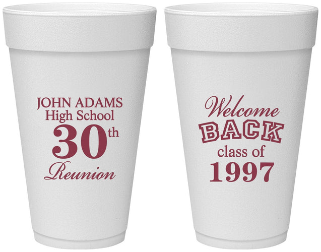 Personalized Class Reunion 20 oz Foam Cups - Class Of 1997 30 Year | 140007