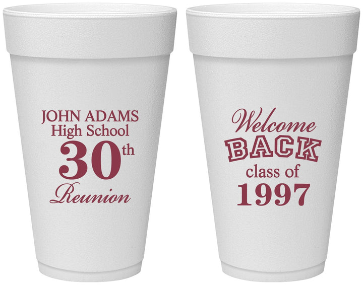 Personalized Class Reunion 20 oz Foam Cups - Class Of 1997 30 Year | 140007