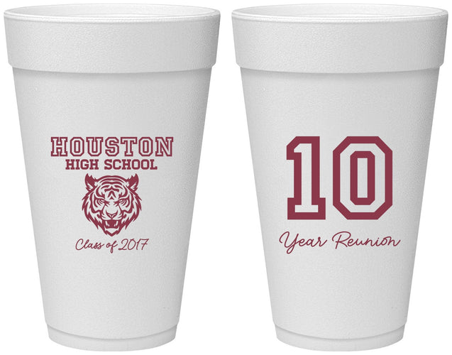 Personalized Class Reunion 20 oz Foam Cups - Class Of 2017 10 Year | 140015